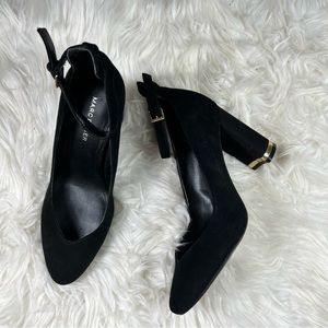 Marc Fisher Jillie Suede Pump with Ankle Strap in Black Size - 7.5